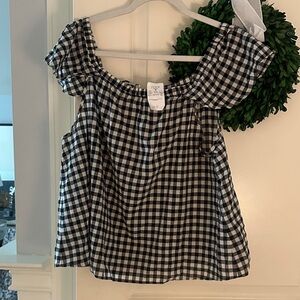 J. Crew Factory Black and White Gingham Blouse